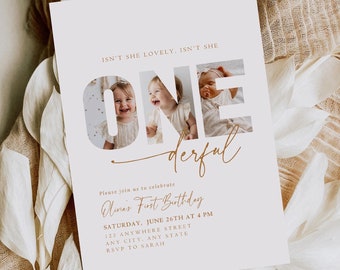 Editable Onederful Birthday Invitation Isn't She Lovely Isn't She Onederful First Birthday Invite Boho 1st Birthday Girl Bday Template Girl