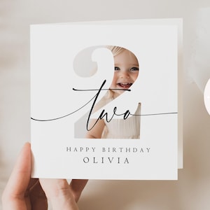 Personalized 2nd Birthday Card Editable Second Birthday Greeting Card Boy Girl Photo Happy Birthday Two Year Old Printable Digital Template