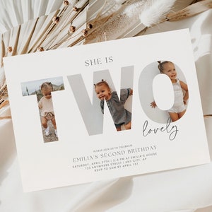 Two Lovely Second Birthday Invitation 2nd Birthday Party Invite Boho Two Year Old Party Invitation Editable Digital Second Birthday Invite