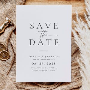 Editable Save the Date Invitation Template Minimalist Modern Wedding Announcement Invite Formal Digital Printable Instant Download Evite