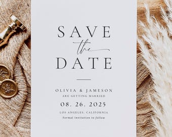 Editable Save the Date Invitation Template Minimalist Modern Wedding Announcement Invite Formal Digital Printable Instant Download Evite