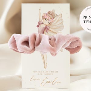 Fairy Scrunchie Tag Template Fairy Birthday Scrunchie Card Magical Party Favour Editable Digital Download Fairy First Scrunchie Label