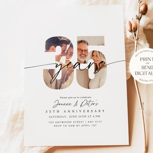 35th Anniversary Invitation 35th Wedding Anniversary Invite with Photo Instant Download Printable Editable Template Boho Minimalist 35 th