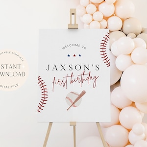 Rookie Year Birthday Welcome Sign Party Poster Baseball Birthday First Birthday Welcome Sign Digital Printable Instant Download 1st Birhtday