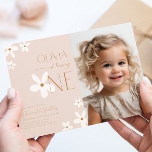 Boho Daisy Party Invitation First Birthday Invite Boho Party Invite Birthday Invite for Girls Daisy Birthday Theme 1st Birthday Invite