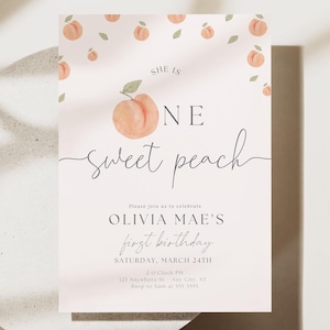 One Sweet Peach Invitation Peach Birthday Invite First Birthday Invite Template Digital Printable Boho One Sweet Peach Invite Editable Evite