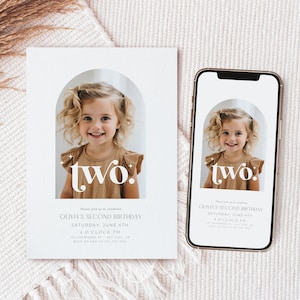 Second Birthday Invitation 2nd Birthday Party Invite Boho Two Year Old Birthday Invitation Editable Digital Second Birthday Invite for Girl