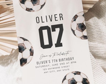 Editable ANY AGE Soccer Birthday Party Invitation Boy Birthday Party Invite Game Time Invitation Editable Template Football Footie Birthday