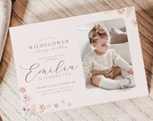 Our Little Wildflower Invite Editable She's a Wildflower Invite Template Boho Baby Birthday Invite Flower Birthday Digital Printable Invite