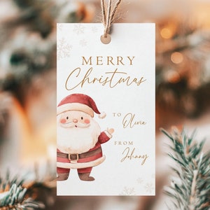 Editable Christmas Gift Tag Template Printable Present Tags Santa Xmas Gift Label Cute Christmas Holiday Favor Tags for Kids School