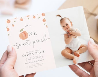 One Sweet Peach Invitation Peach Birthday Invite First Birthday Invite Template Digital Printable Boho One Sweet Peach Invite Editable Evite