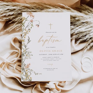 Baptism Invitation Template Christening Invitation Minimalist Baptism Invite for Girl Baptism Invite for Boy Instant Download Printable