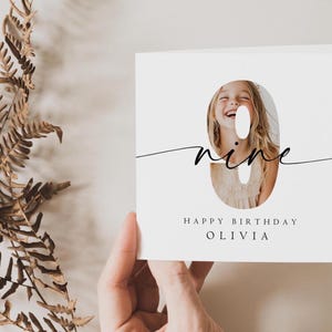 Personalized 9th Birthday Card Editable Ninth Birthday Greeting Card Boy Girl Photo Happy Birthday Nine Year Printable Digital Template