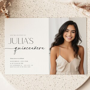 boho minimalist invite for  Quinceañera