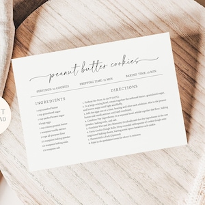BEWERKBARE Receptkaartsjabloon Receptkaarten Instant Download Gepersonaliseerde Receptkaart Boerderij Receptkaart Minimalistische Receptkaart Afdrukbaar