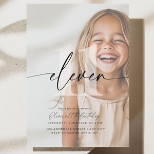 Editable 11th Birthday Invitation Eleventh Birthday Party Invite Minimalist Boho 11 th Boy Girl Birthday Instant Digital Download Eleven