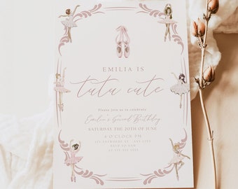 Tutu Cute Birthday Invitation Second Birthday Invitation Boho Tutu Cute Invite 2nd Birthday Invitation Girl Ballerina Invitation Ballet Boho