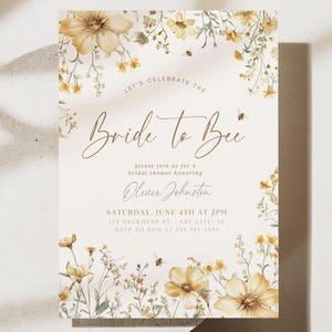 Editable Bride to Bee Bridal Shower Invitation Honey Bee Baby Summer Spring Floral Bridal Shower Instant Download Digital Template Boho