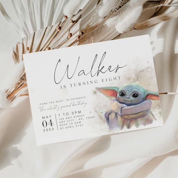 Grogu Birthday Party Invite Etsy Singapore