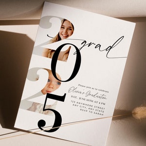 Editable Graduation 2025 Senior Announcement Card Minimalist Graduation Announcement Graduation Party Template with Photos Convocation  Boho