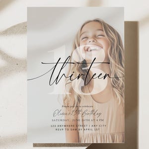 Editable 13th Birthday Invitation Thirteenth Birthday Party Invite Minimalist Boho 13 th Boy Girl Birthday Instant Digital Download Thirteen
