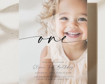 Editable 1st Birthday Invitation First Birthday Party Invite Minimalist Boho 1 st Boy Birthday Girl Birthday Instant Digital Download One