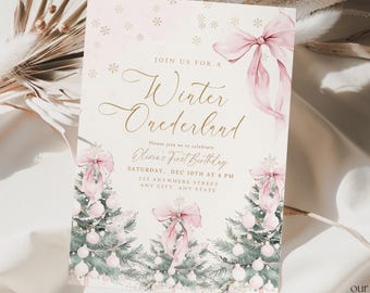 Editable Winter ONEderland Birthday Invitation Christmas Boho Girl 1st Birthday One-derland Party Instant Download Xmas 1 st Onederful Boho