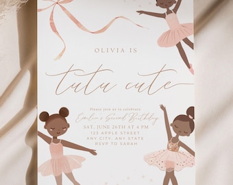 Tutu Cute Birthday Invitation Second Birthday Invitation Boho Tutu Cute Invite 2nd Birthday Invitation Girl Ballerina Invitation Ballet Boho