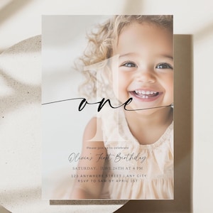 Editable 1st Birthday Invitation First Birthday Party Invite Minimalist Boho 1 st Boy Birthday Girl Birthday Instant Digital Download One