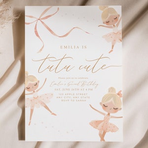 Tutu Cute Birthday Invitation Second Birthday Invitation Boho Tutu Cute Invite 2nd Birthday Invitation Girl Ballerina Invitation Ballet Boho