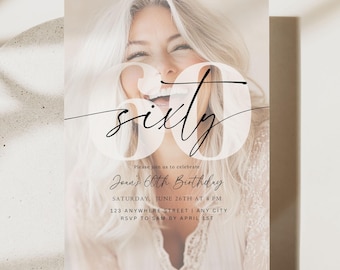 60th Birthday Invitation Template 60 th Digital Invite Instant Download Sixty Year Old Minimalist Boho Sixtieth Birthday Printable Invite