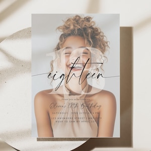 Bearbeitbare Einladung zum 18. Geburtstag – Minimalistischer Boho-Stil – Sofortiger digitaler Download – Sofortiger Download