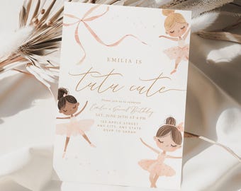 Tutu Cute Birthday Invitation Second Birthday Invitation Boho Tutu Cute Invite 2nd Birthday Invitation Girl Ballerina Invitation Ballet Boho