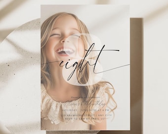 Editable 8th Birthday Invitation Eighth Birthday Party Invite Minimalist Boho 8 th Boy Girl Birthday Instant Digital Download Eight Year Old