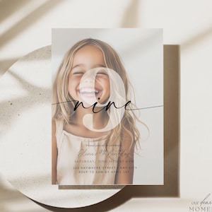Editable 9th Birthday Invitation Ninth Birthday Party Invite Minimalist Boho 9 th Boy Girl Birthday Instant Digital Download Nine Year Old