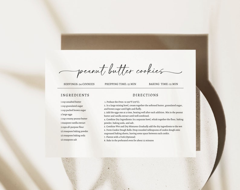 EDITABLE Recipe Card Template Recipe Cards Instant Download Personalized Recipe Card Farmhouse Recipe Card Minimalist Recipe Card Printable image 2