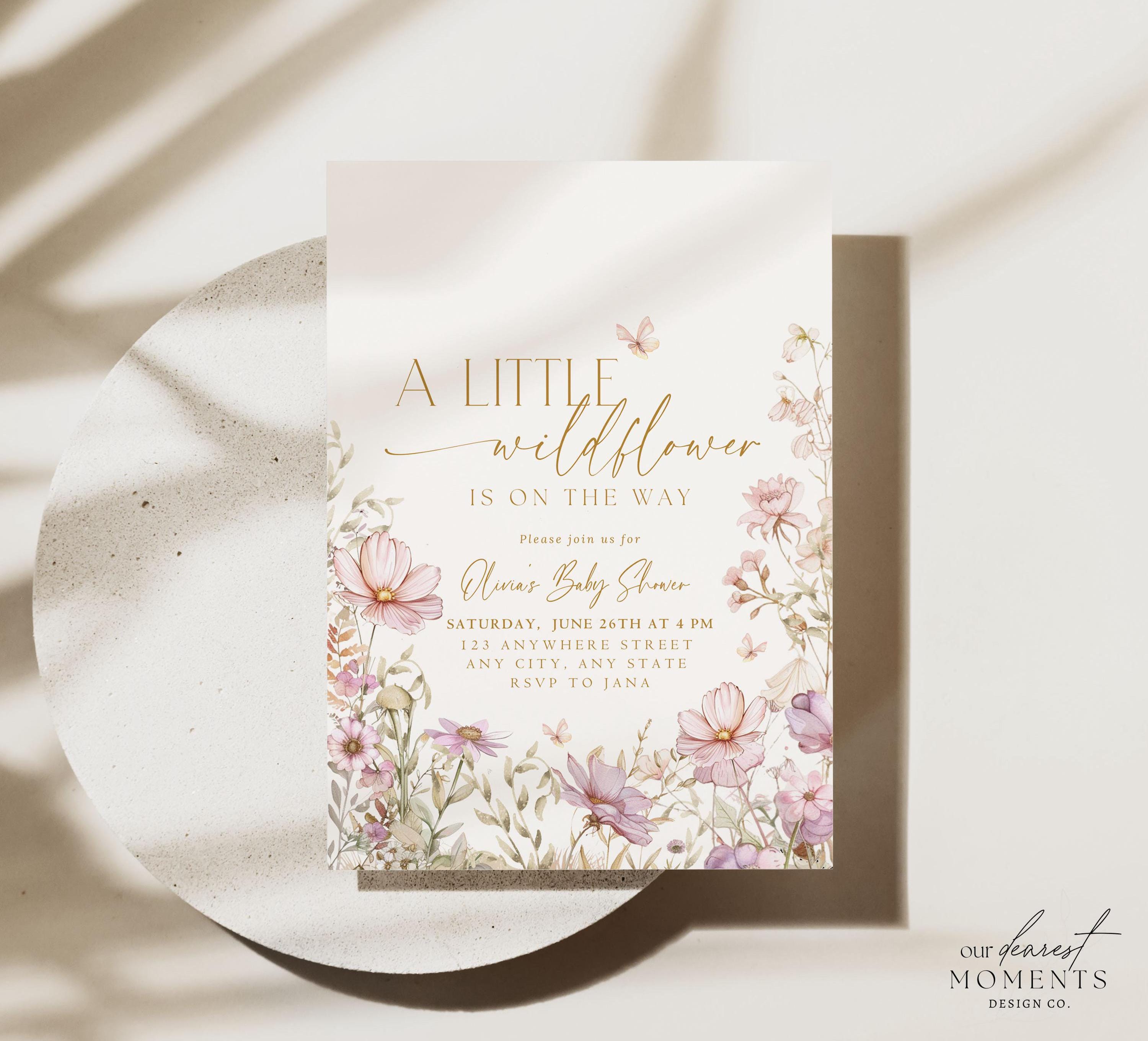 Editable Wildflower on the Way Baby Shower Invitation Flowers Baby Shower Invite Wild flower Baby in Bloom Shower Invite Template Printable