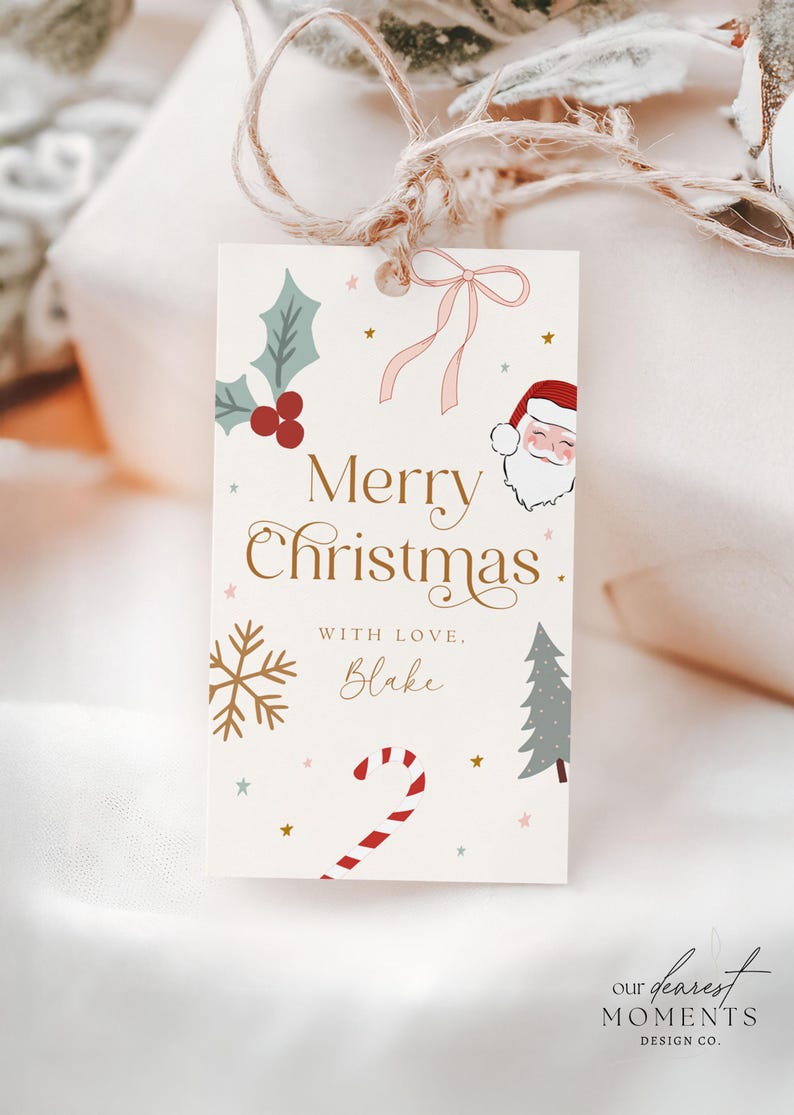 Editable Christmas Gift Tag Printable Template Present Tags Santa Xmas ...