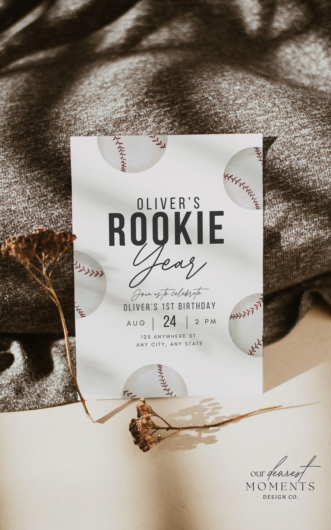 Rookie Year First Birthday Invitation Digital Template Sports 1st ...