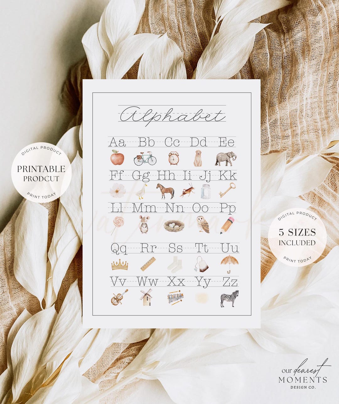 Abc Size Comparison Alphabet Printable Poster 5 Sizes ABC Sign Classroom Digital Instant ...