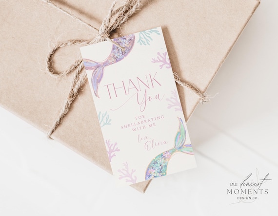 Editable Mermaid Birthday Thank You Tag Girl Birthday Party Favor Tag Mermaid Bash Party Goodie Bag Printable Template Instant Download