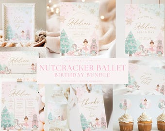 Nutcracker Birthday Invitation Girl, Pink Winter Party (Digital Download) ANY AGE