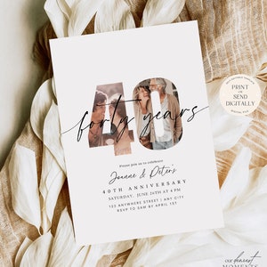 40th Anniversary Invitation 40th Wedding Anniversary Invite With Photo ...