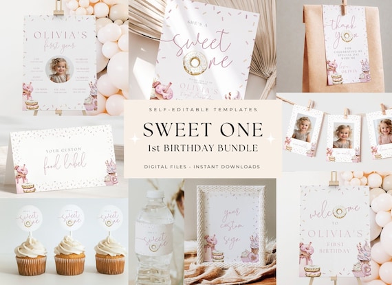 Sweet One Birthday Bundle 1st Birthday Bundle First Birthday Bundle Boho Sweet One Birthday Theme Sweet One Invitation 1st Birthday Girl