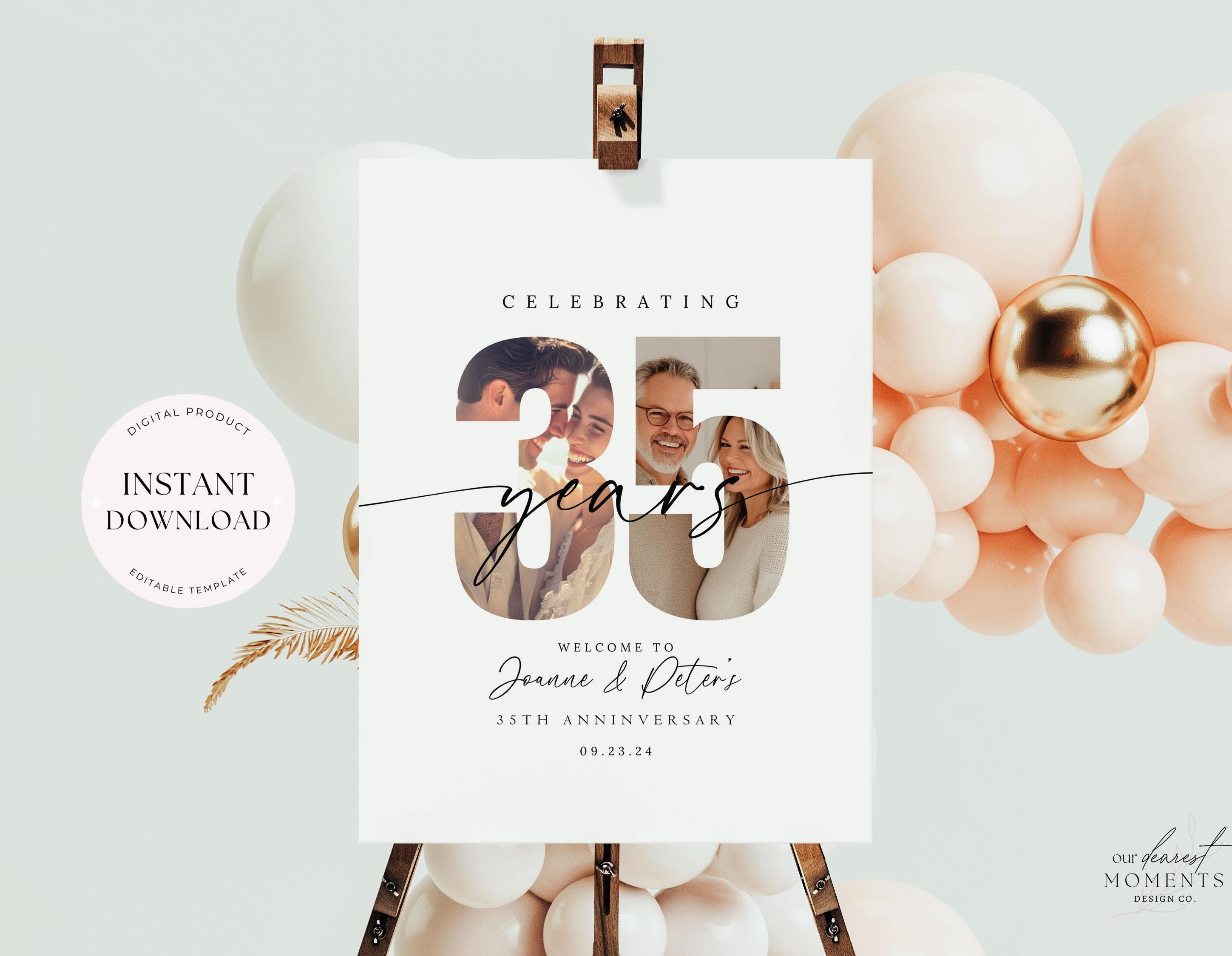 35th Anniversary Welcome Sign 35th Wedding Anniversary Welcome Poster ...