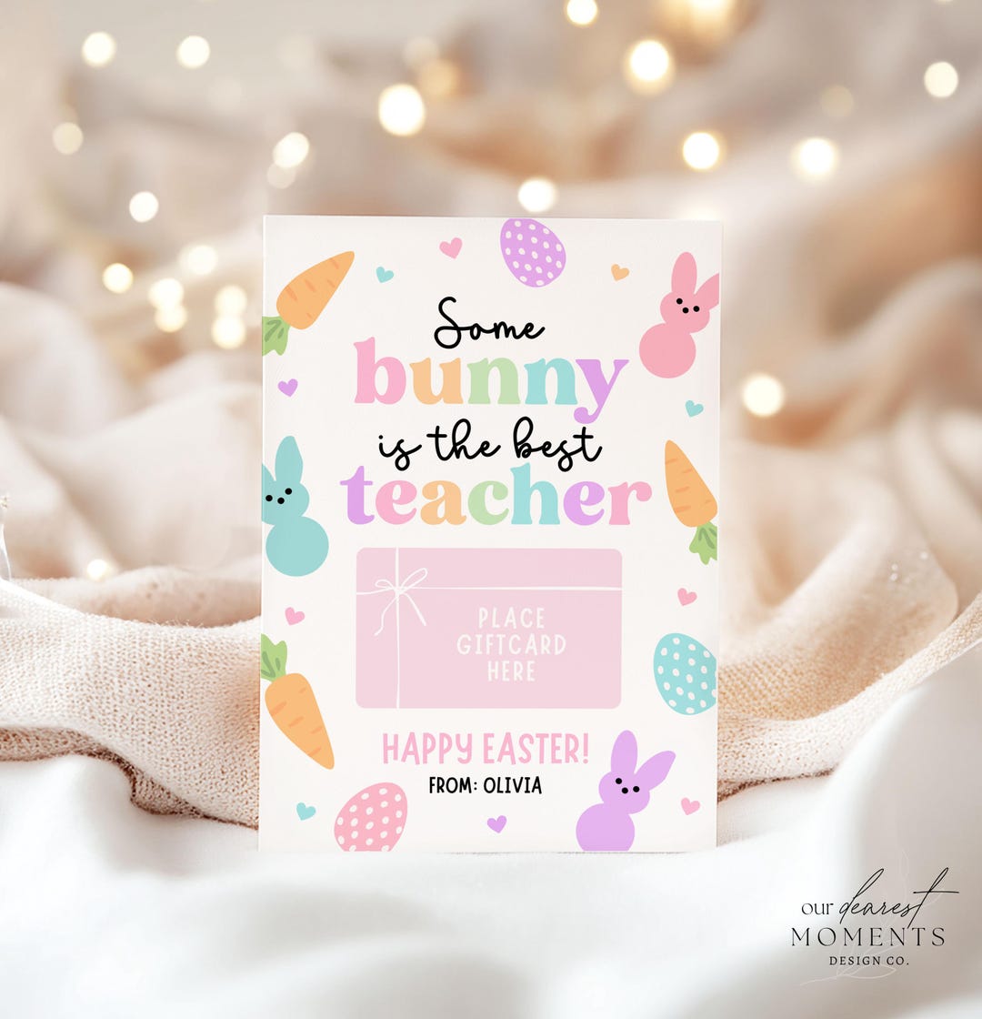 EDITABLE Easter Teacher Gift Card Holder Digital Printable Teacher ...