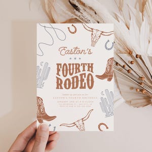 Editable Fourth Rodeo Birthday Invitation Boy Rodeo 4th Birthday Invite ...