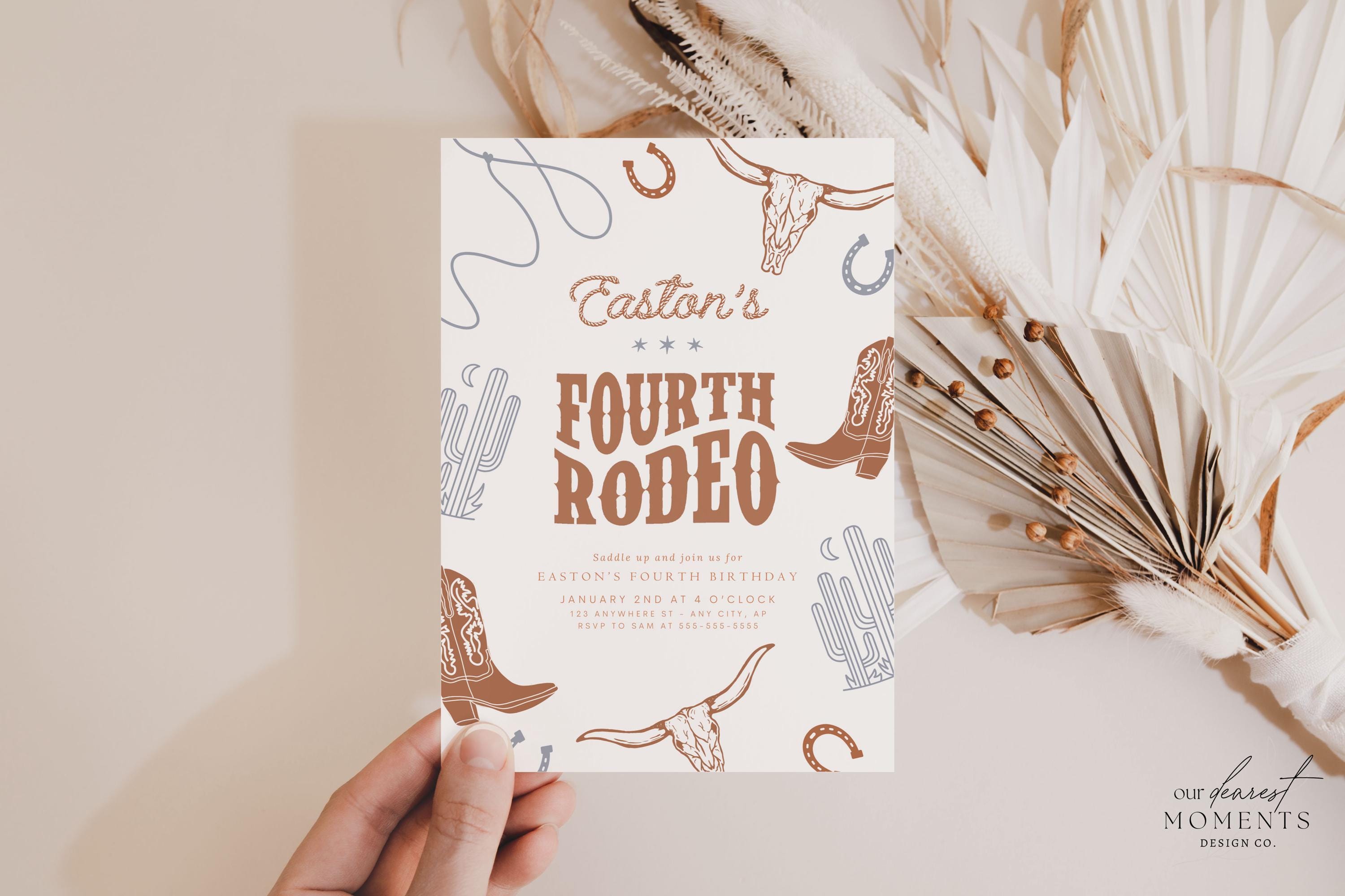 Editable Fourth Rodeo Birthday Invitation Boy Rodeo 4th Birthday Invite ...
