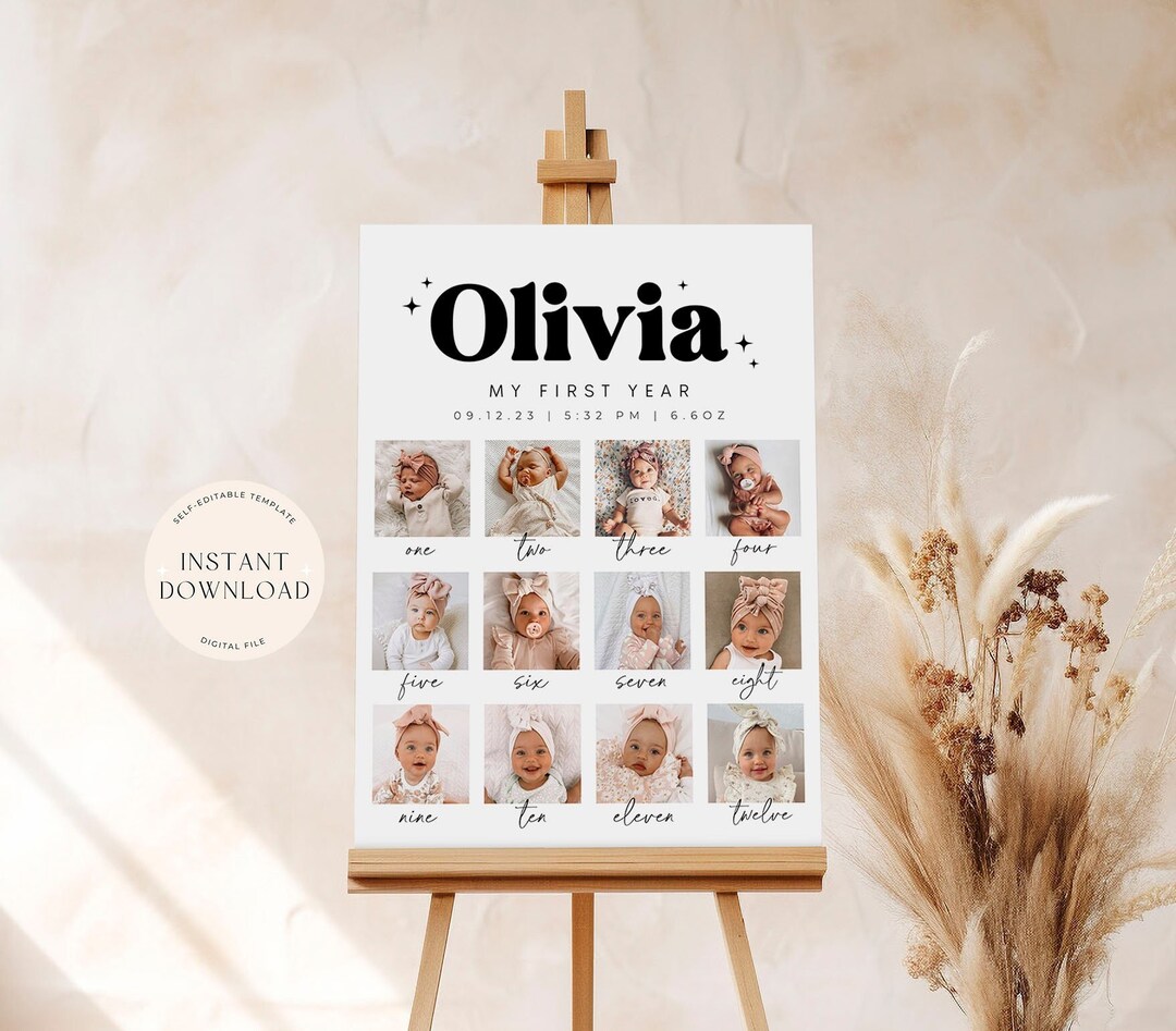 Boho First Birthday Photo Sign Template 1st Birthday Photo Poster Baby boho-first-birthday-photo-sign-template-1st-birthday-photo-poster-baby