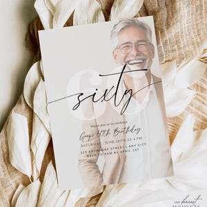 60th Birthday Invitation Template 60 th Digital Invite Instant Download Sixty Year Old Minimalist Boho Sixtieth Birthday Printable Invite